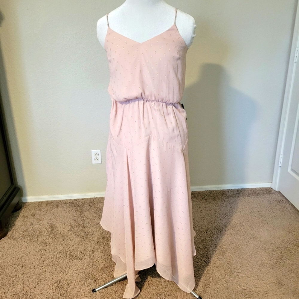 Express Sundress Pink Spaghetti Strap Sleeveless Asymmetrical Hem Small NWT